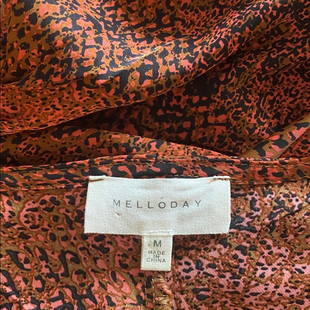 Melloday Runched orange and black medium maxi dress - Picture 7 of 8